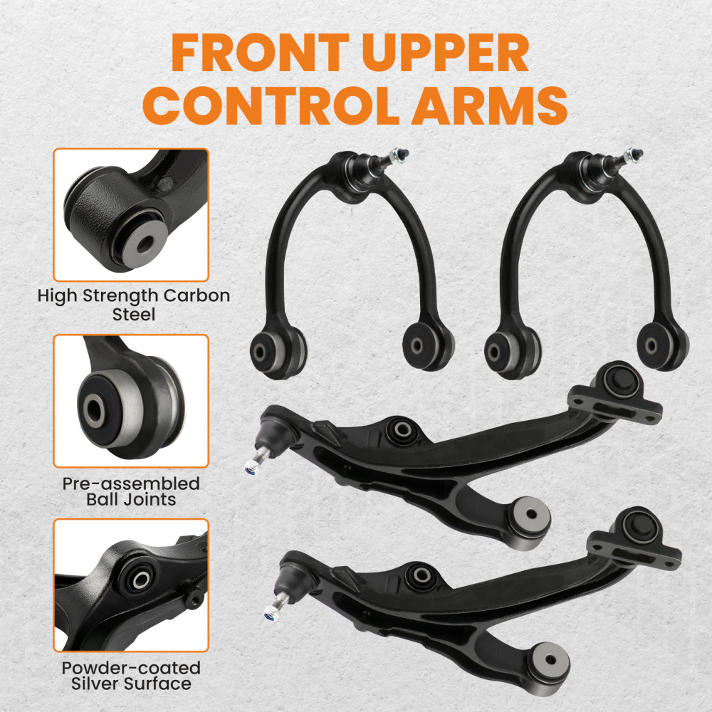 14x Front Upper Lower Control Arms compatible for Jeep Commander Grand Cherokee 2005-2010
