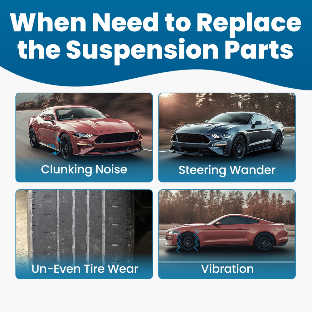 8x Front Lower Control Arms Tie Rods Sway Bars compatible for Ford Mustang 2015 - 2019