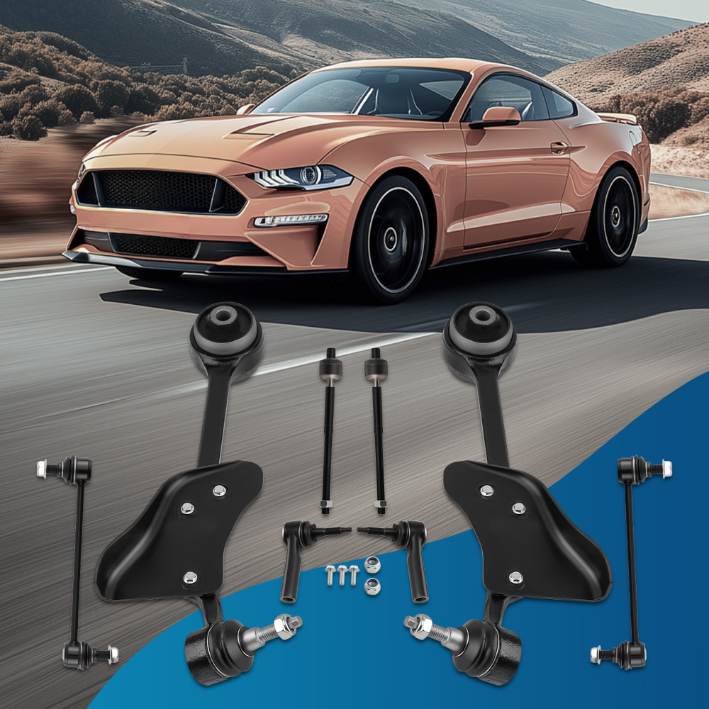 8x Front Lower Control Arms Tie Rods Sway Bars compatible for Ford Mustang 2015 - 2019
