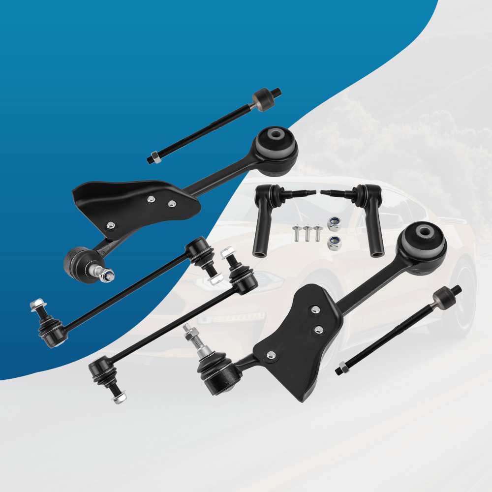 8x Front Lower Control Arms Tie Rods Sway Bars compatible for Ford Mustang 2015 - 2019