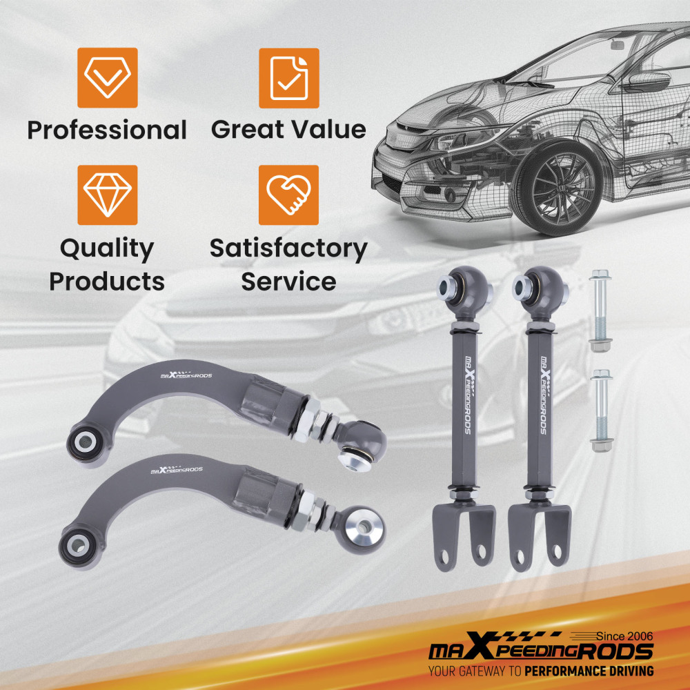 4pcs Adjustable Rear Camber Toe Arms Kit LeftRight For 2015-2023 compatible for Ford Mustang