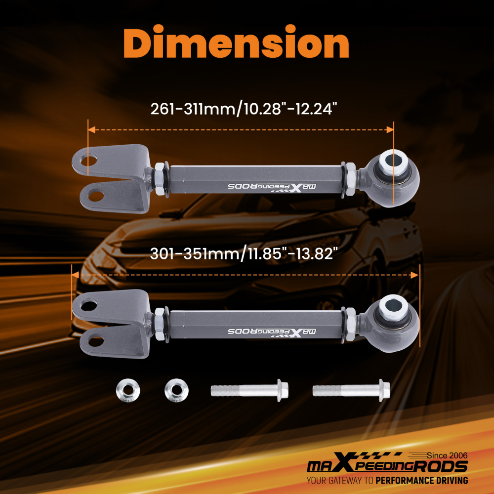 2x Adjustable Rear Toe Trailing Arms Kit For 2015 2016 2017-2023 compatible for Ford Mustang