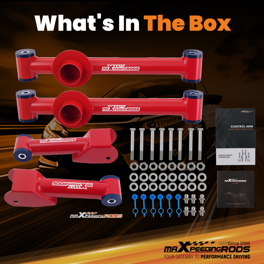 Tubular Upper Lower Rear Control Arm Kit compatible for Ford Mustang 79-04 compatible for Mercury Capri 86