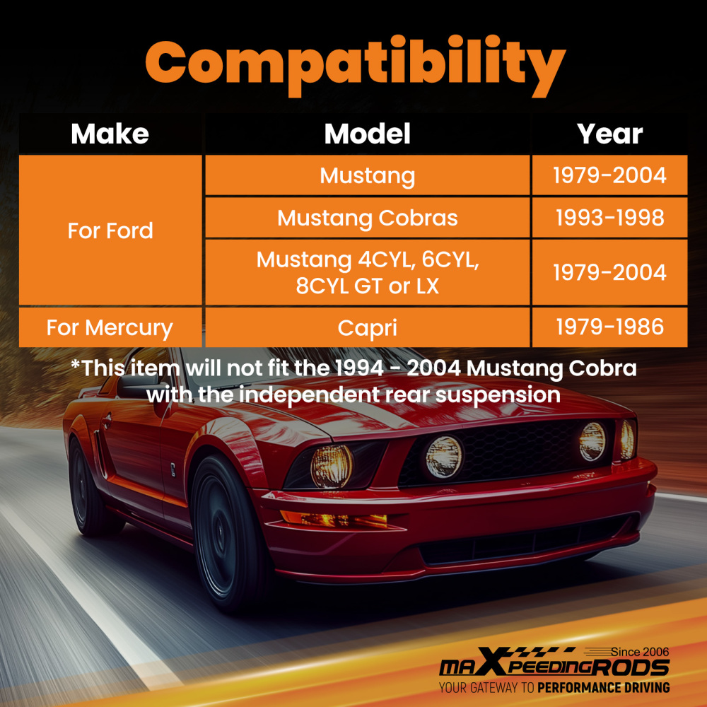 Tubular Upper Lower Rear Control Arm Kit compatible for Ford Mustang 79-04 compatible for Mercury Capri 86