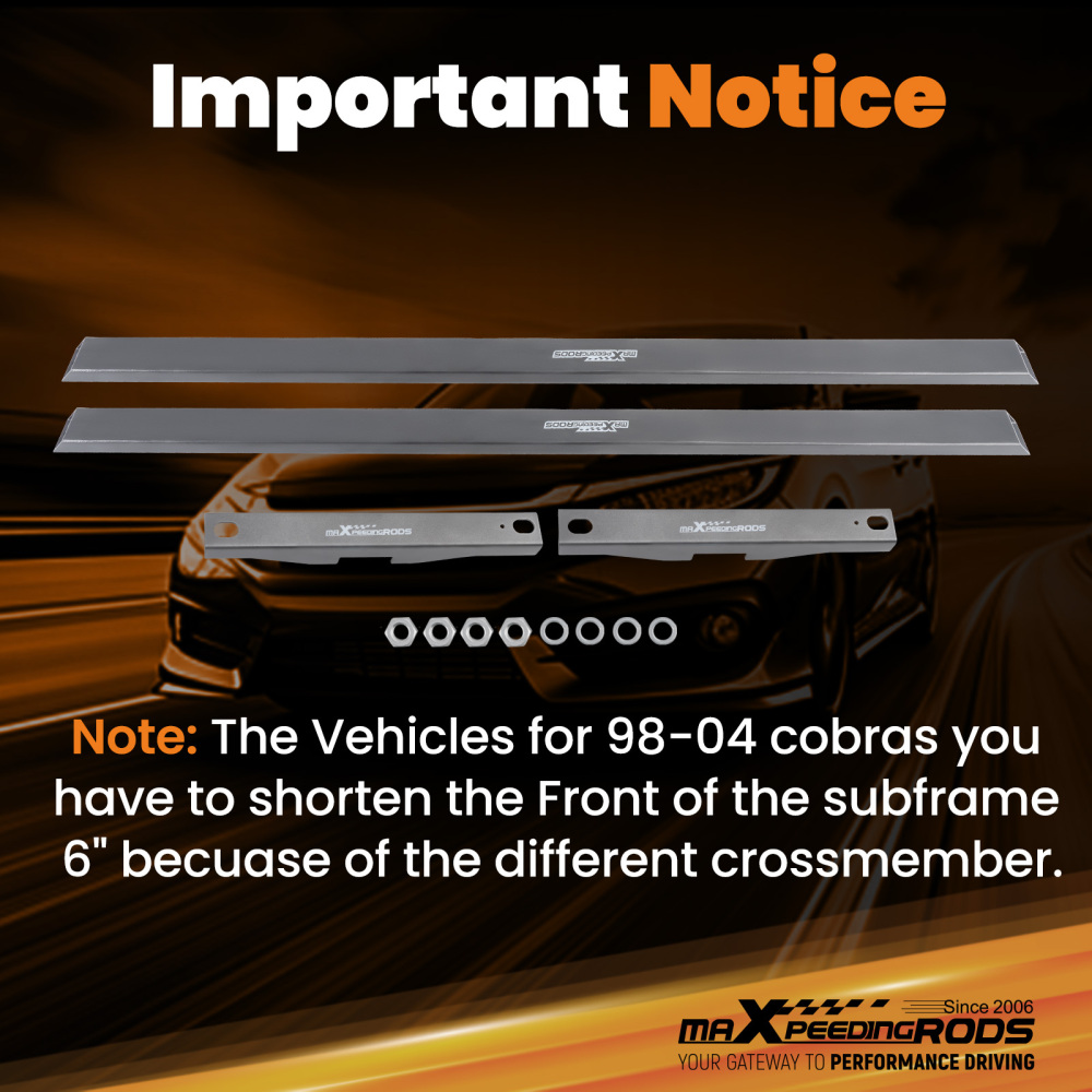 45 12 Gauge Square Subframe Connectors Weld In for 1979-04 compatible for Ford Mustang Cobra