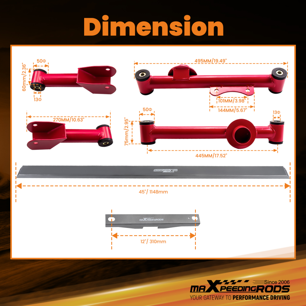 Rear UpperLower Control Arms Subframe Connectors compatible for Ford Mustang 79-04
