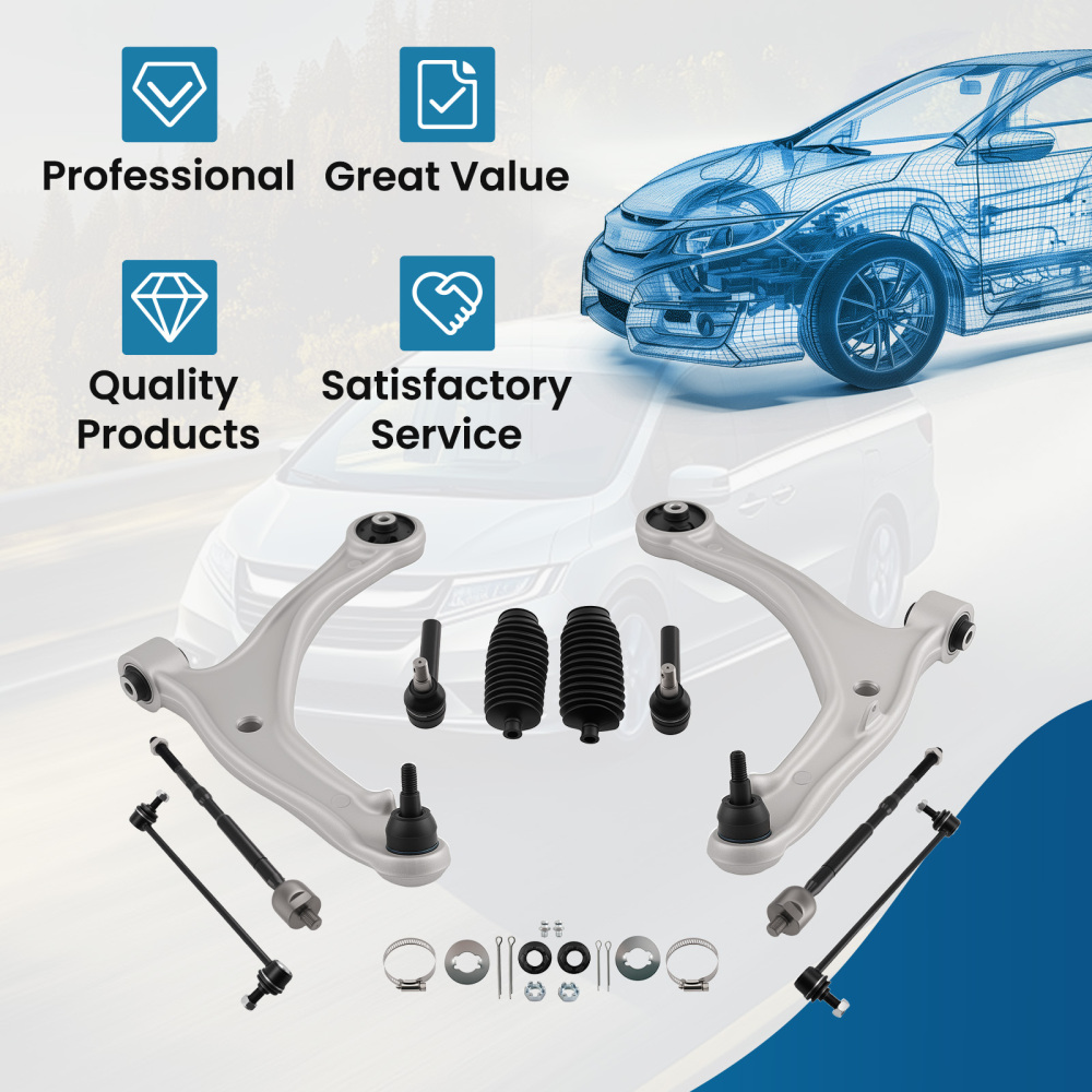 10pcs Front Suspension Control Arms Kit compatible for Honda Odyssey 2011 2012 2013-2017