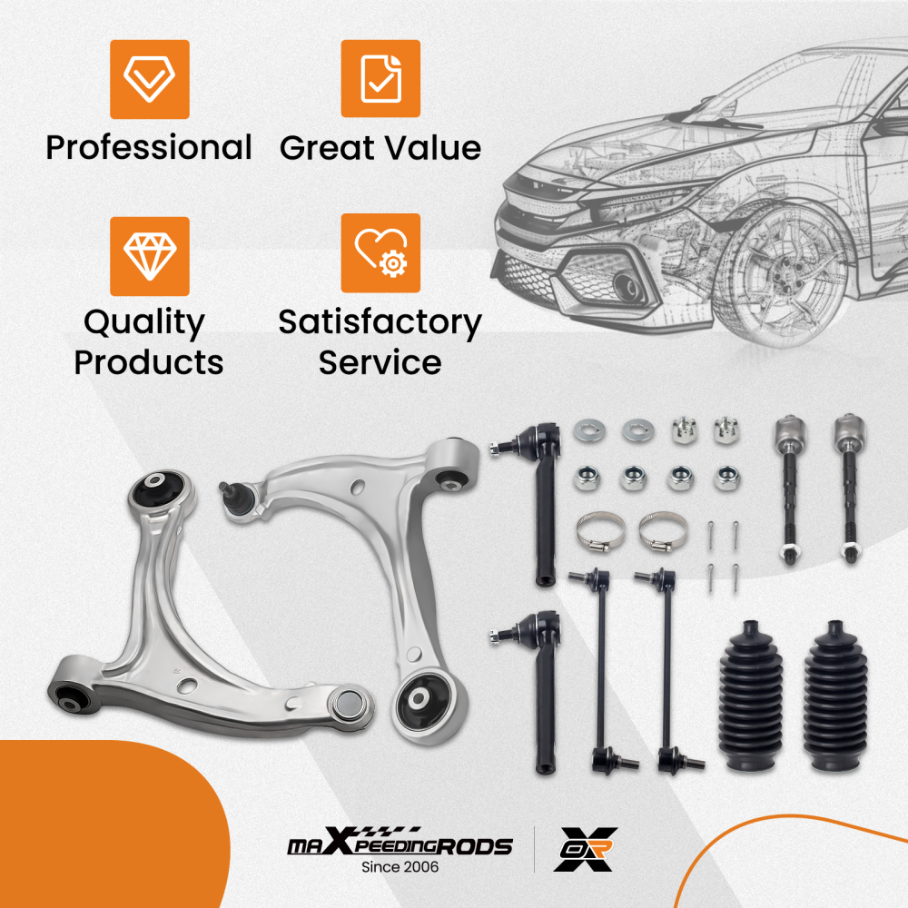 New 10 Pcs Front Lower Control Arm and Sway Bar compatible for Honda Odyssey 2010 D601008 suspension arms