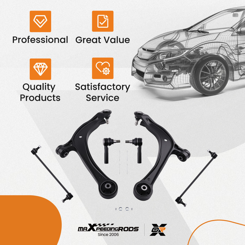 6pcs Front Lower Control Arms Suspension Kit compatible for Honda Odyssey 2011-2016 2017