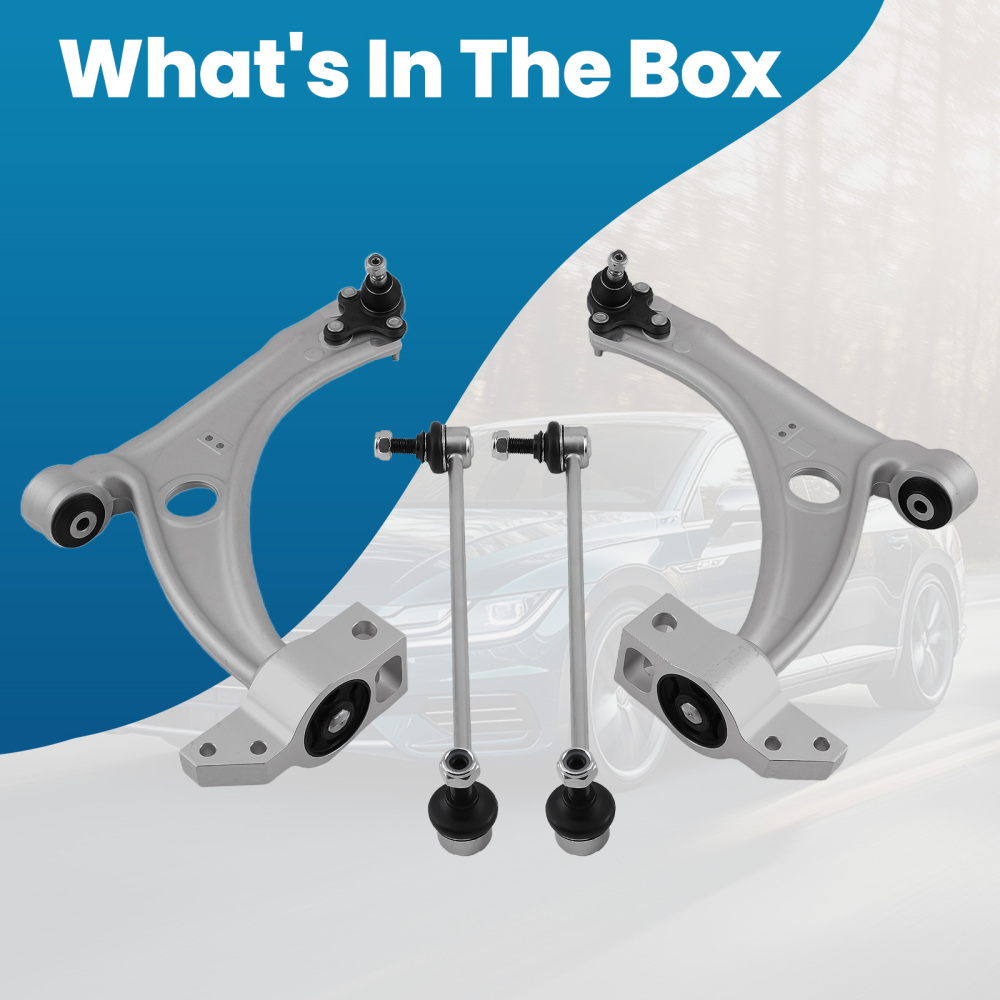 Front Lower Control Arms + Ball Joints + Sway Bar Links compatible for VW Passat Tiguan CC