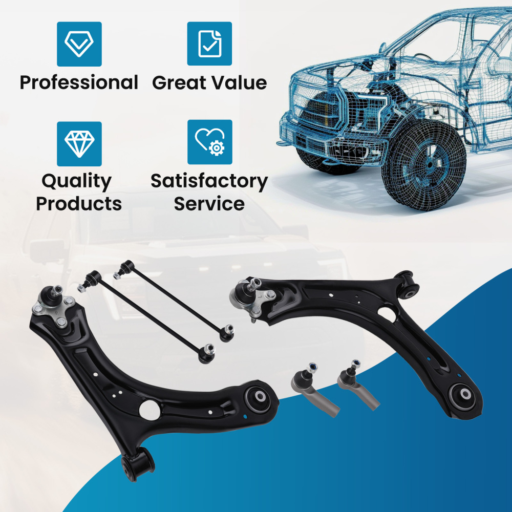 Front Lower Control Arms + Tie Rods Sway Bar Links for 2012-2016 Passat Beetle