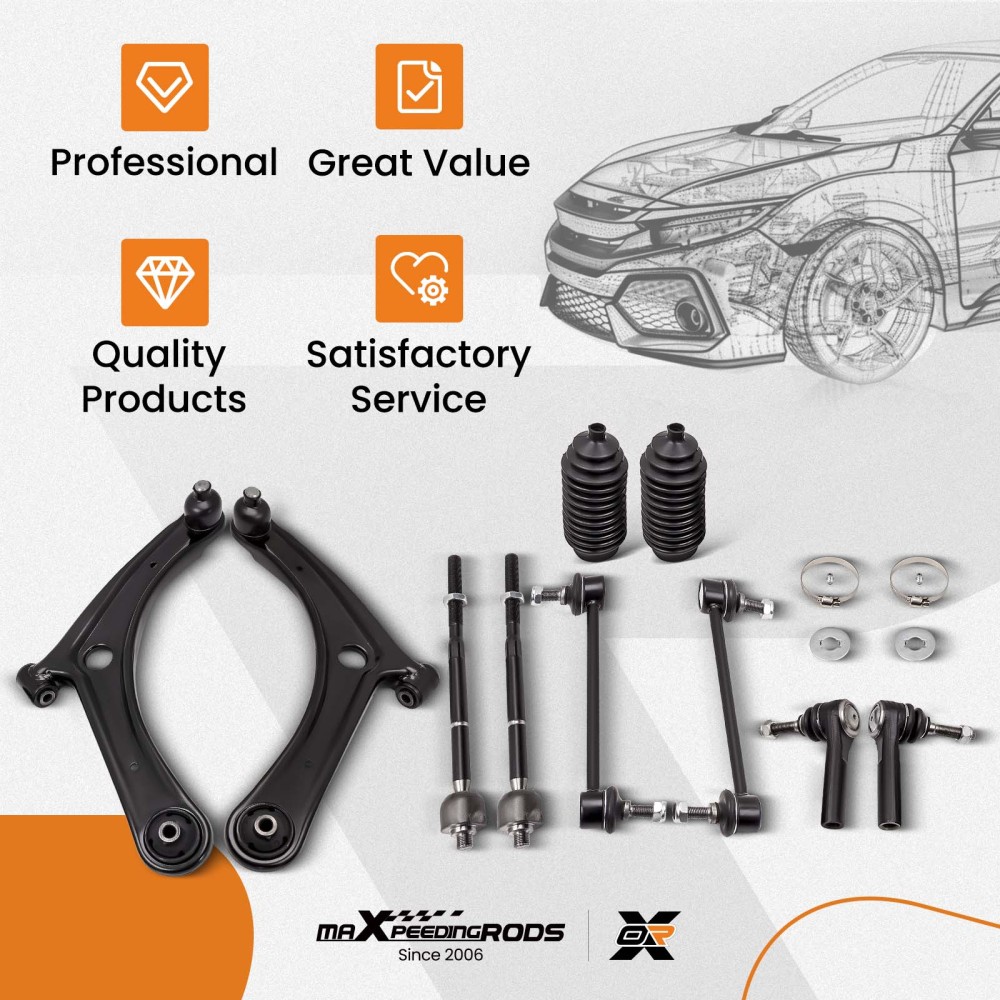 Compatible for Dodge Caliber 2007 - 2012 ADI 10pc Front Lower Control Arm Sway Bar Kit suspension arms