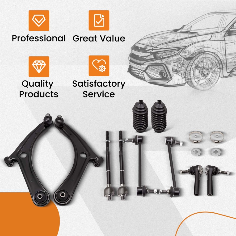 Compatible for Dodge Caliber 2007 - 2012 ADI 10pc Front Lower Control Arm Sway Bar Kit suspension arms