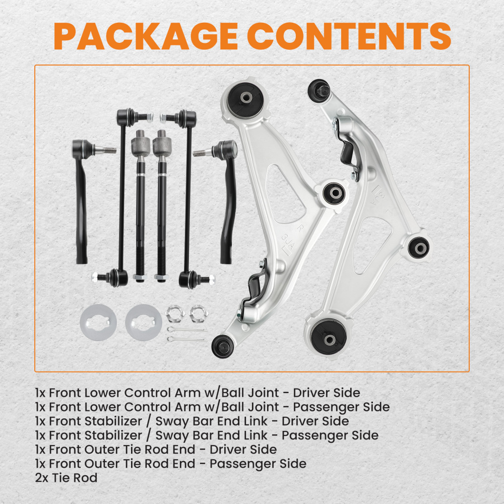 Front Lower Control Arms Sway Bars Tie Rods compatible for Nissan Pathfinder 2013-2020 8pcs