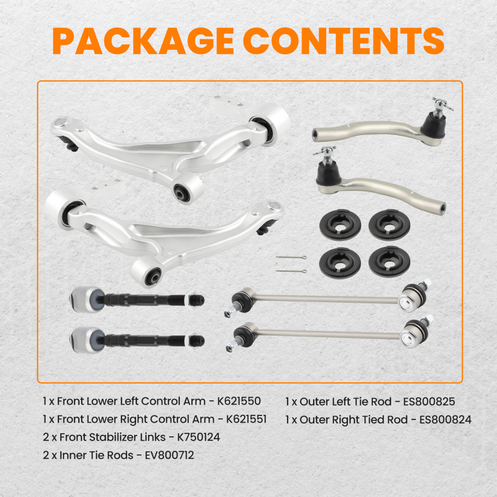 Suepsnion Front Lower Control Arms Sway Bar Tie Rods for 2009-2015 compatible for Honda Pilot