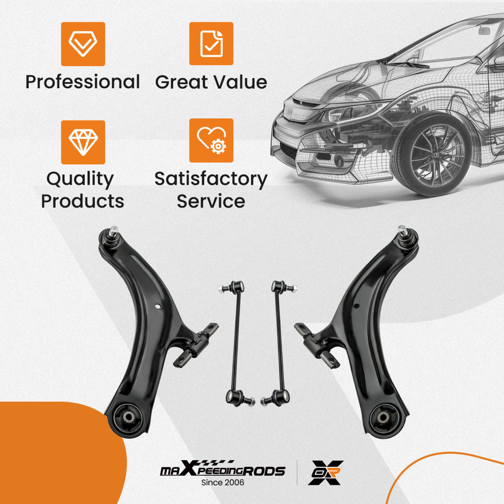 4X WISHBONE ANTERIORE SINISTRO+DESTRO compatibile per NISSAN QASHQAI +2 I X-TRAIL KOLEOS I