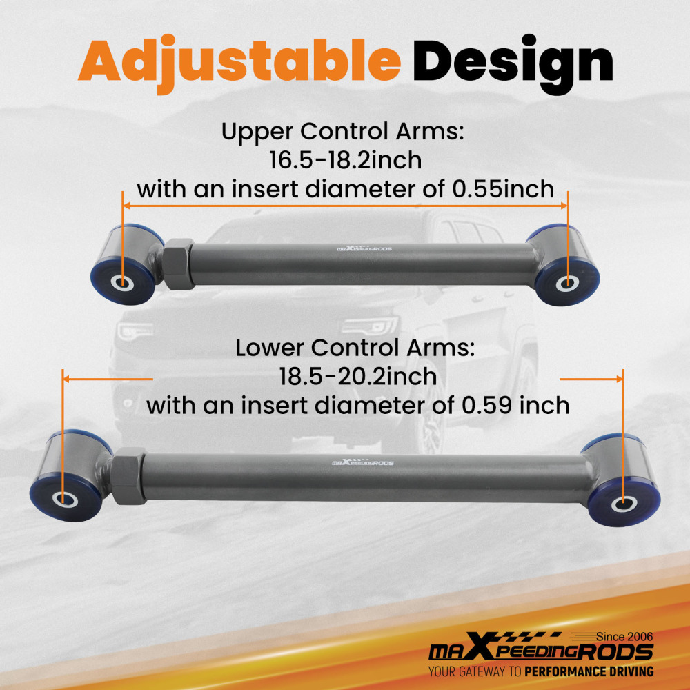 Upgraded Adjustable Front UpperLower Control Arms 0-6 compatible for Dodge Ram 94-2009