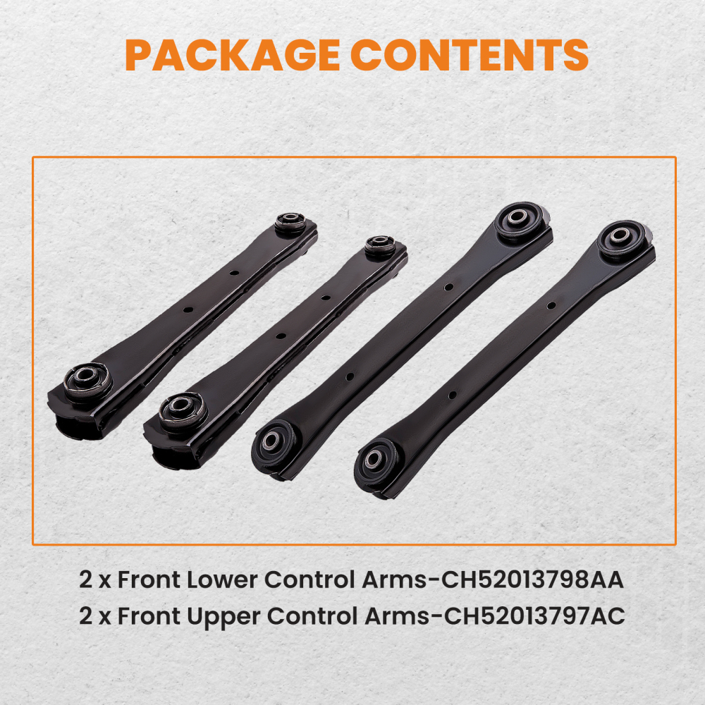 Upper and Lower Control Arms with Bushings compatible for Dodge RAM 03-09 2500 4 Wheel Drive