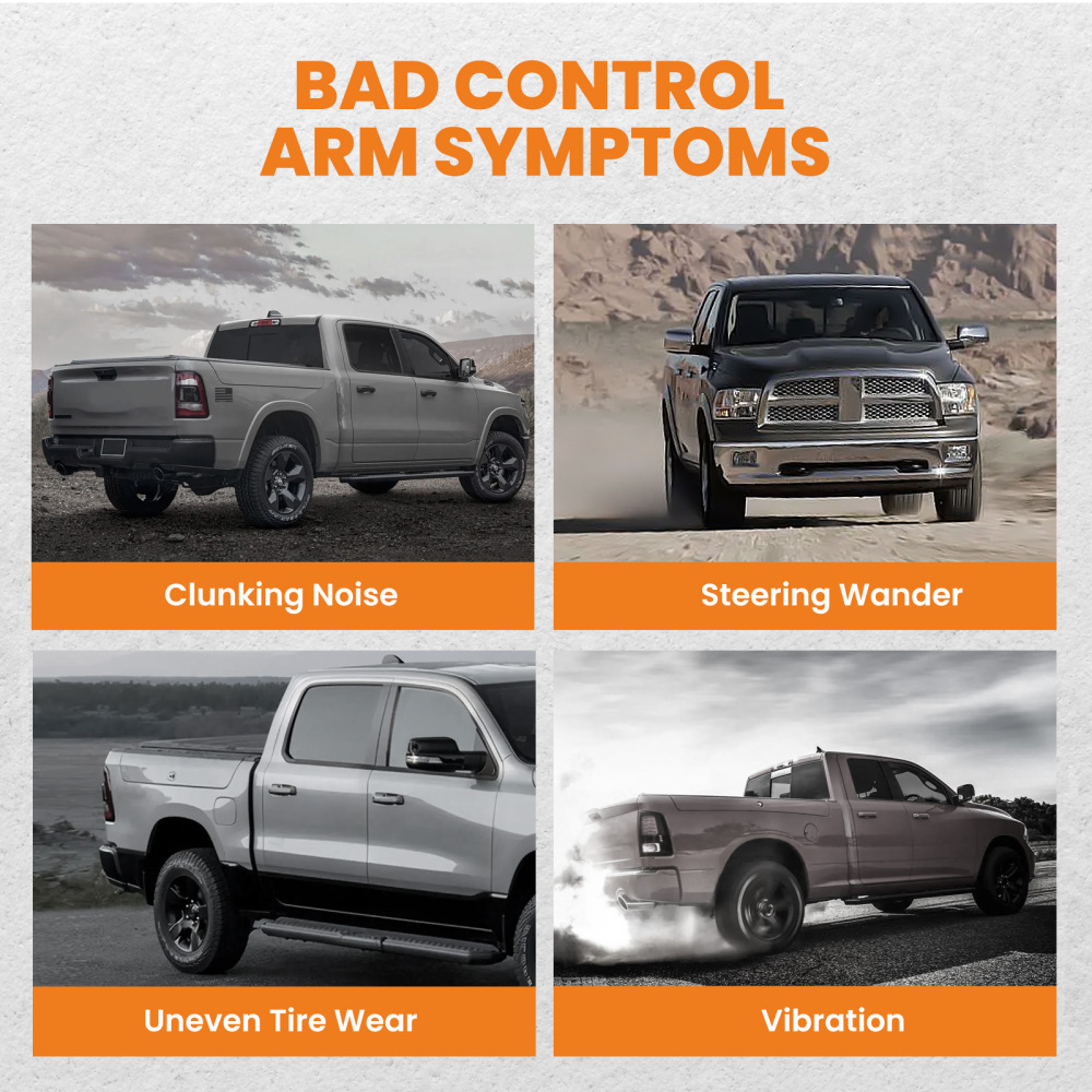 Upper and Lower Control Arms with Bushings compatible for Dodge RAM 03-09 2500 4 Wheel Drive