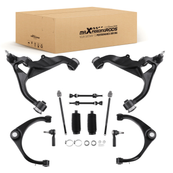 Front Upper Lower Control Arms Tie Rods Sway Bar Link compatible for Ram 1500 2009-2012 4WD