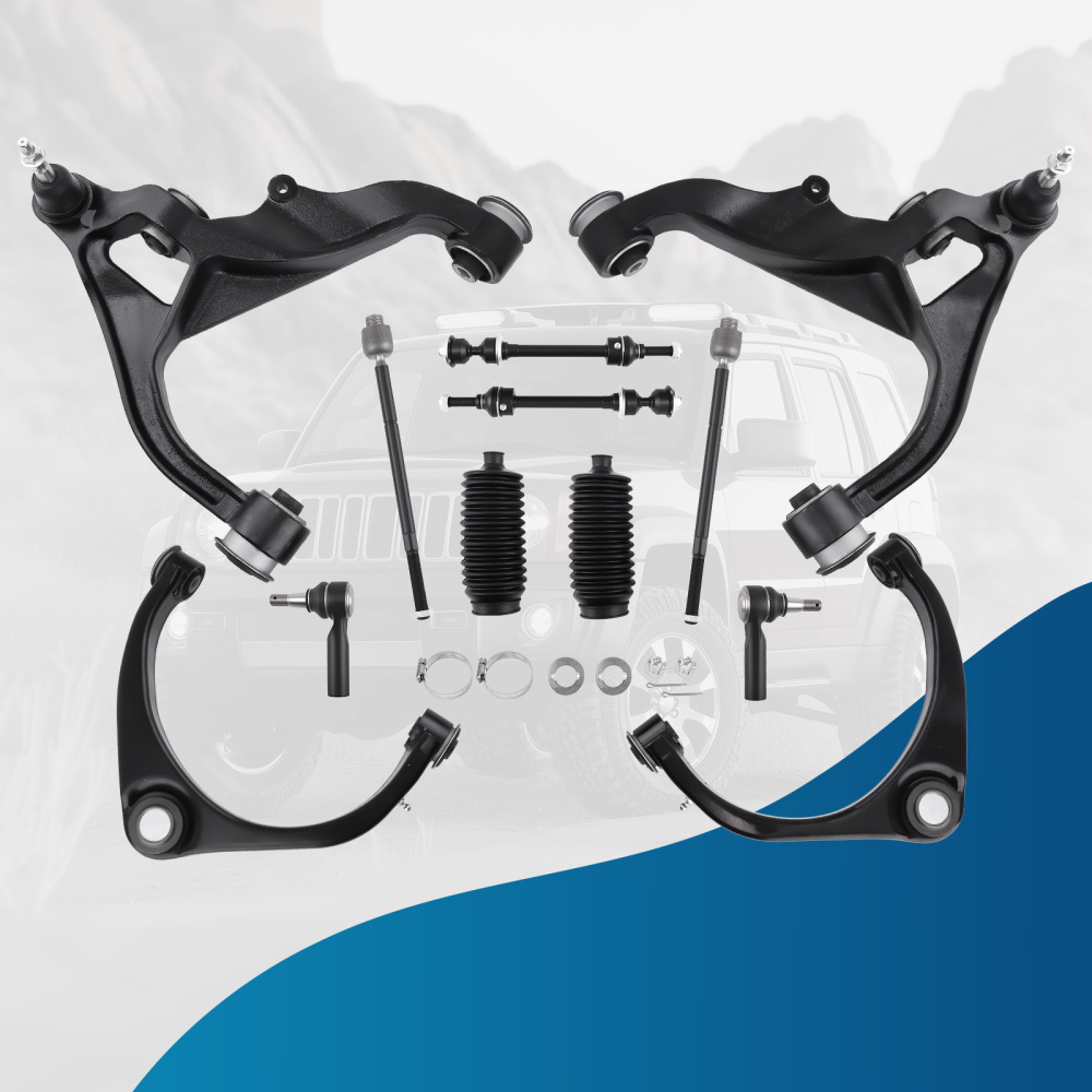 Front Upper Lower Control Arms Tie Rods Sway Bar Link compatible for Ram 1500 2009-2012 4WD