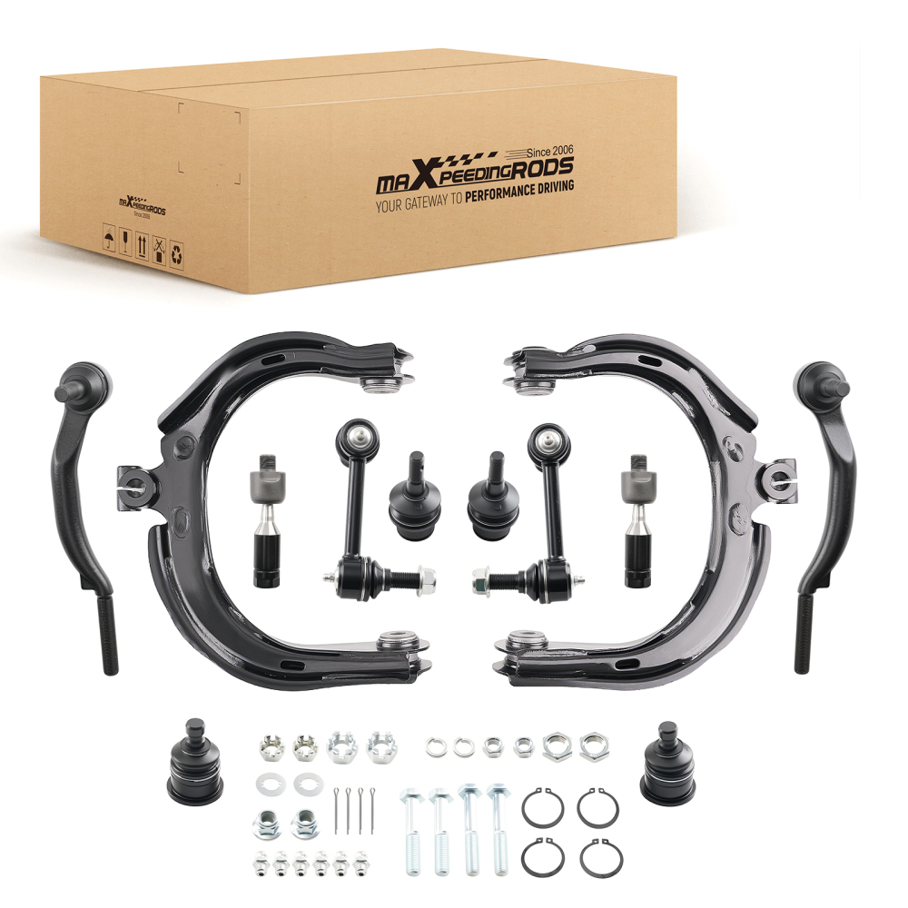 12x Front Upper Control Arms Ball Joints Tie Rods for Trailblazer Envoy Ascender