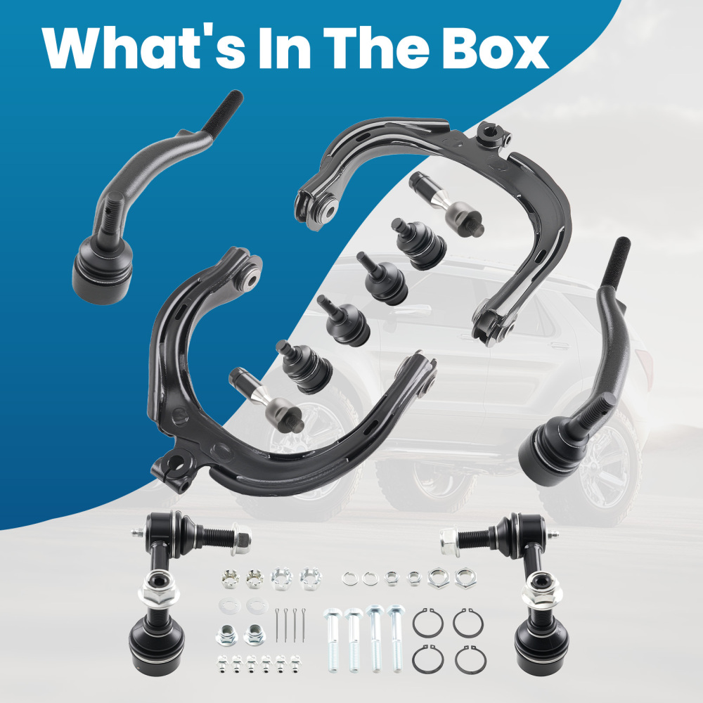 12x Front Upper Control Arms Ball Joints Tie Rods for Trailblazer Envoy Ascender