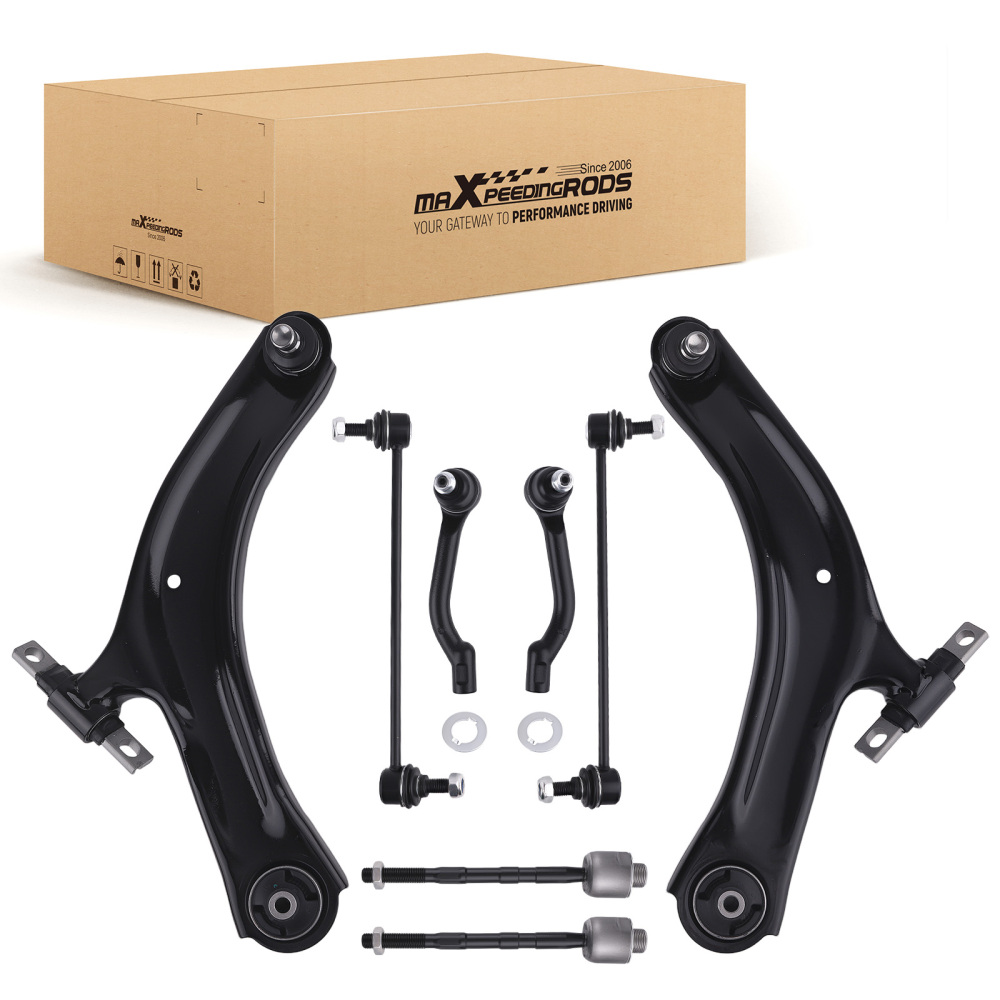 8pc Front Lower Control Arm Tie Rod End Sway Bar Link For 2008-2013 compatible for Nissan Rogue