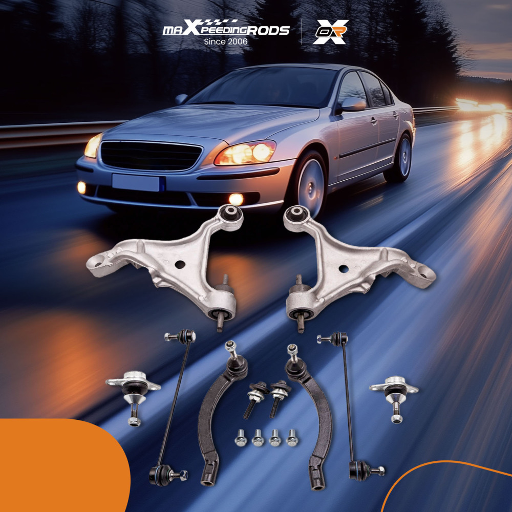 8pc Front Suspension Track Control Arm / Wishbone Arm Kit compatible for Volvo S60 I V70 II