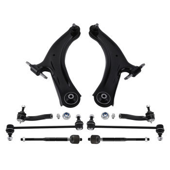 Front Lower Control Arms + Tie Rods + Sway Bar Links For 2007-2012 compatible for Nissan Sentra