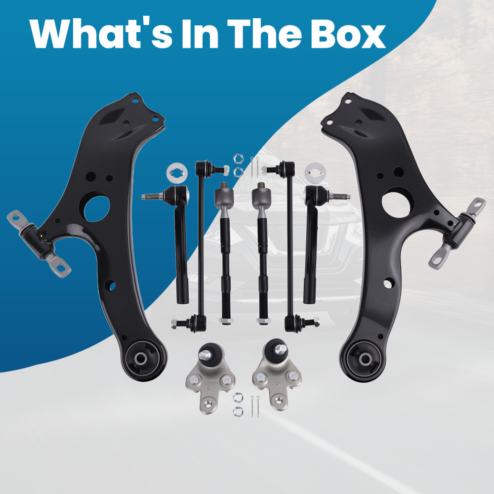 Front Lower Control Arm w/ Ball JointsTie Rod End compatible for Toyota Sienna 2011-2020