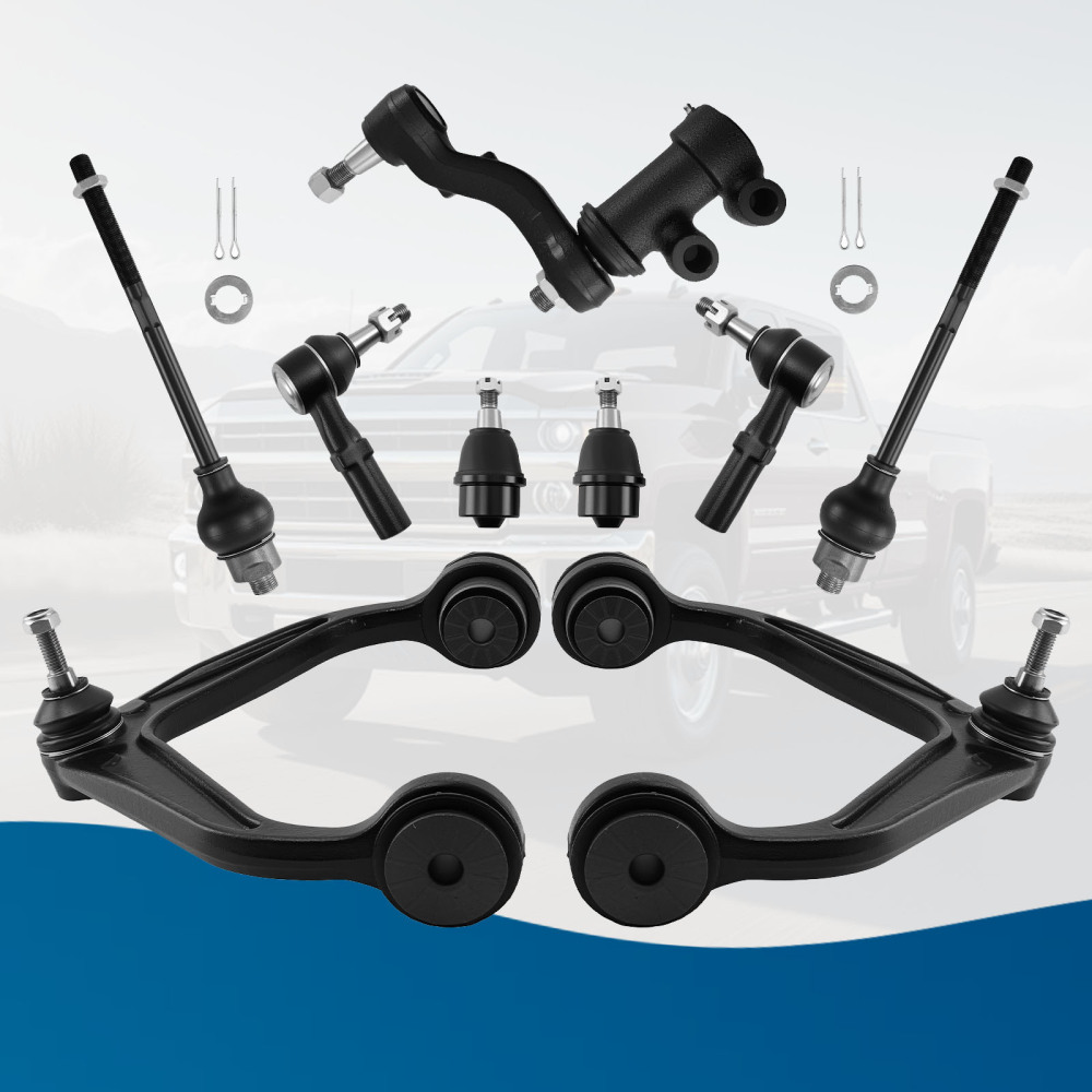9x Front Control Arms Tie Rods for 2011-2019 compatible for Chevy Silverado Sierra 2500 3500 HD