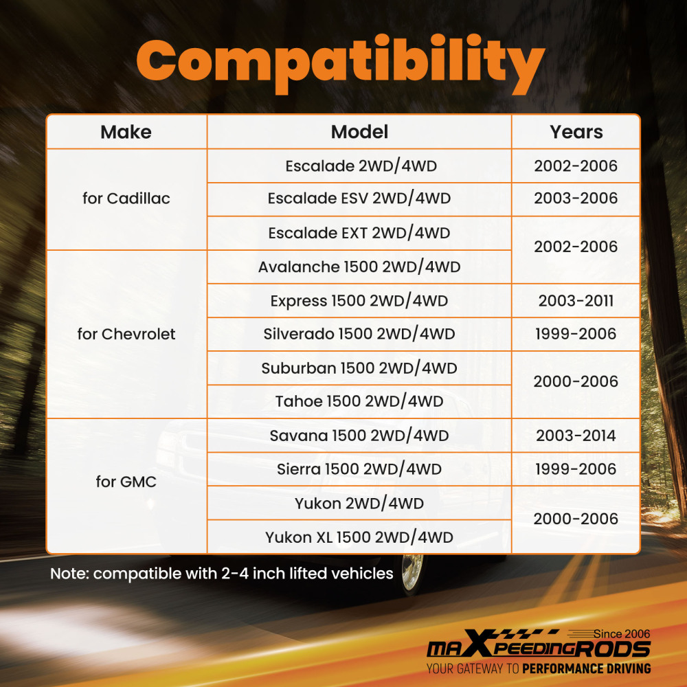 Front Upper Control Arms 2-4 Lift for 1999-2006 Chevy Silverado Sierra 1500 4X4