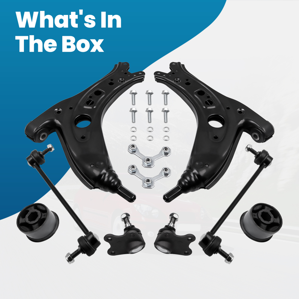 Control Arm compatible for VW POLO 9N compatible for SEAT IBIZA 4 compatible for SKODA FABIA I VORNE 8tlg suspension arms