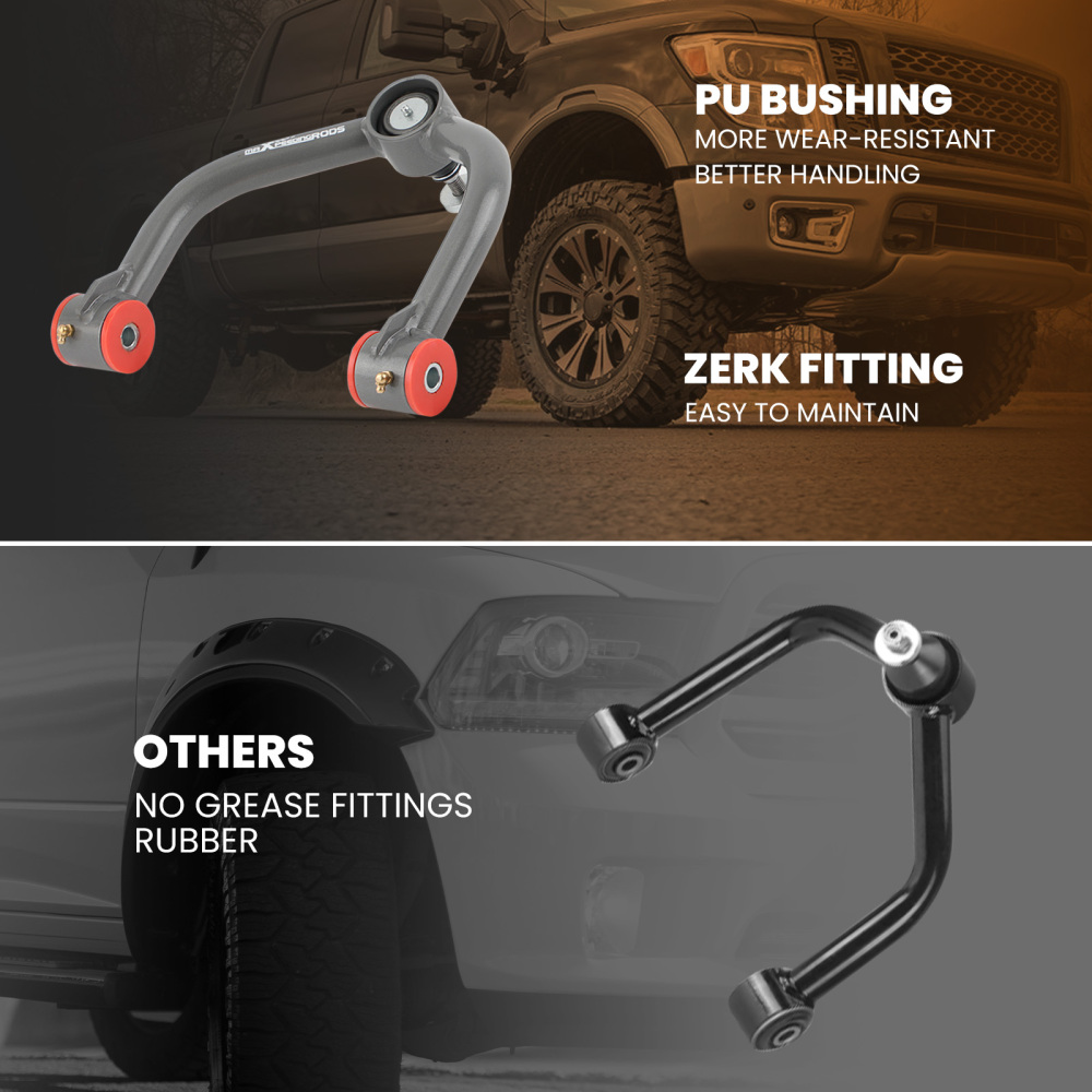 2x Suspension Front Upper Control Arms 2-4 Lift compatible for Nissan Titan 2004- Tubular