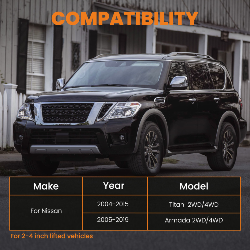 Suspension Kit Front Upper Control Arms 2-4 Lift compatible for Nissan Titan Armada 2004+