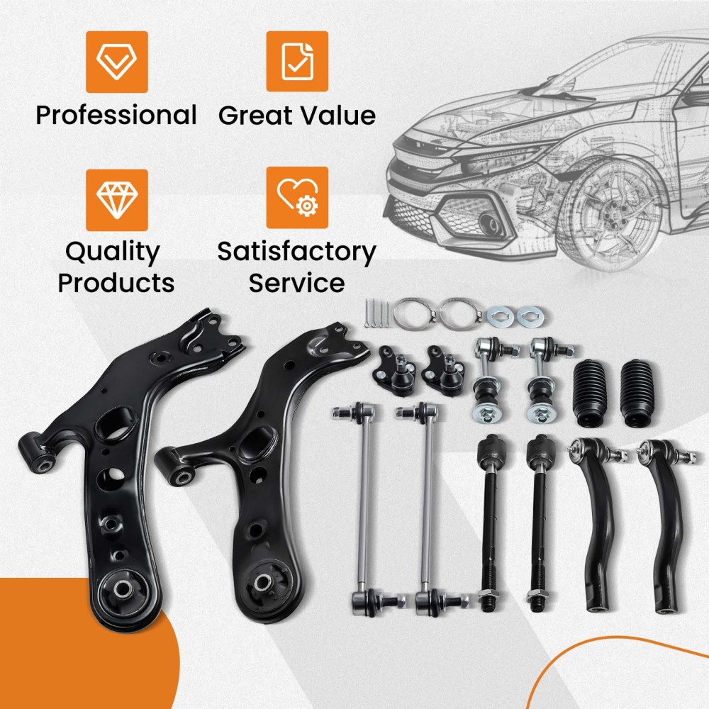 14Pcs Front Lower Control Arm & Sway Bar End Link compatible for Toyota RAV4 2006 - 2018