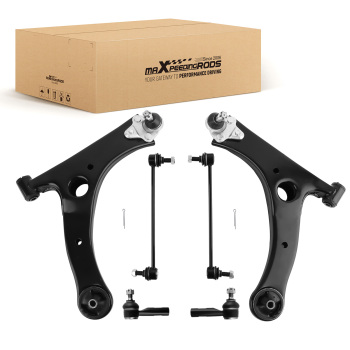6pc Front Lower Control Arms + Tie Rods + Sway Bars for 2014-2019 compatible for Toyota Corolla