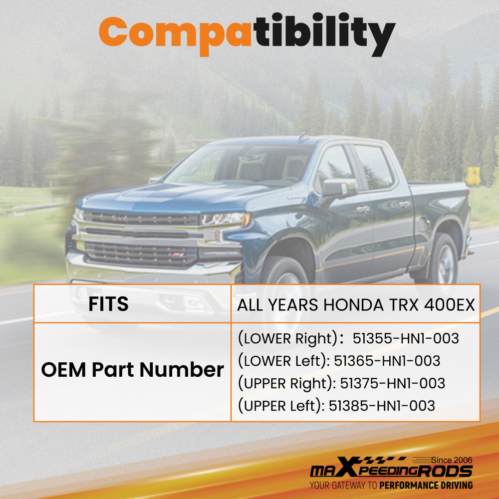 Fully Adjustable A-Arms +2+0 Compatible for Honda TRX 400EX Trx400 All Years Sportrax 400