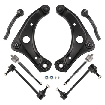 Front Lower Control Arms + Tie Rods + Sway Bar Links compatible for Nissan Versa Note Micra