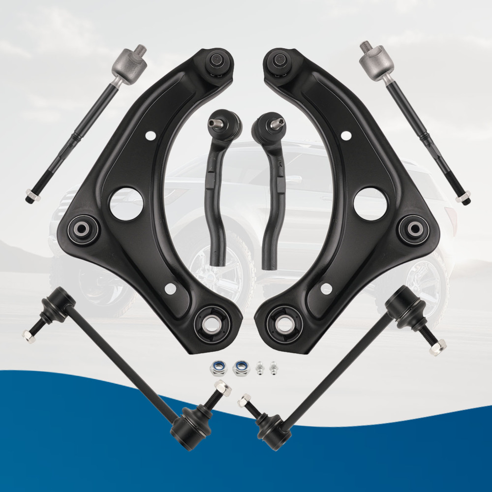 Front Lower Control Arms + Tie Rods + Sway Bar Links compatible for Nissan Versa Note Micra