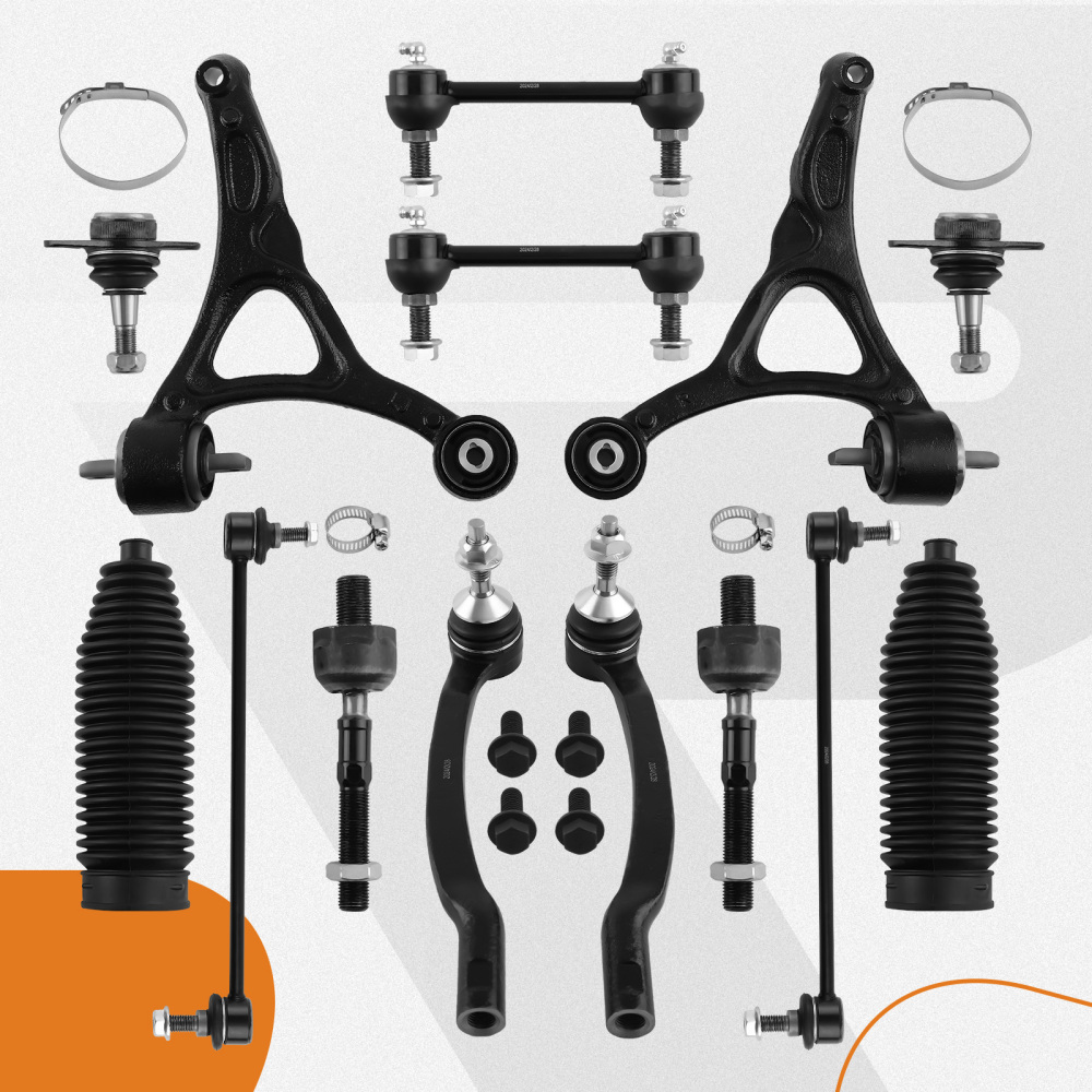 14x Front Lower Control Arm Ball Joint Tie Rod Sway Bar for 2003-2014 compatible for Volvo XC90