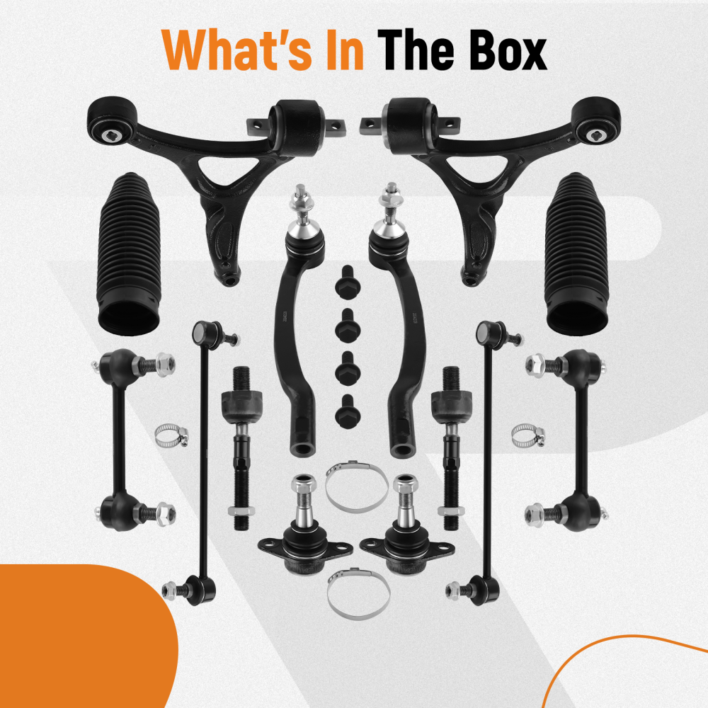 14x Front Lower Control Arm Ball Joint Tie Rod Sway Bar for 2003-2014 compatible for Volvo XC90