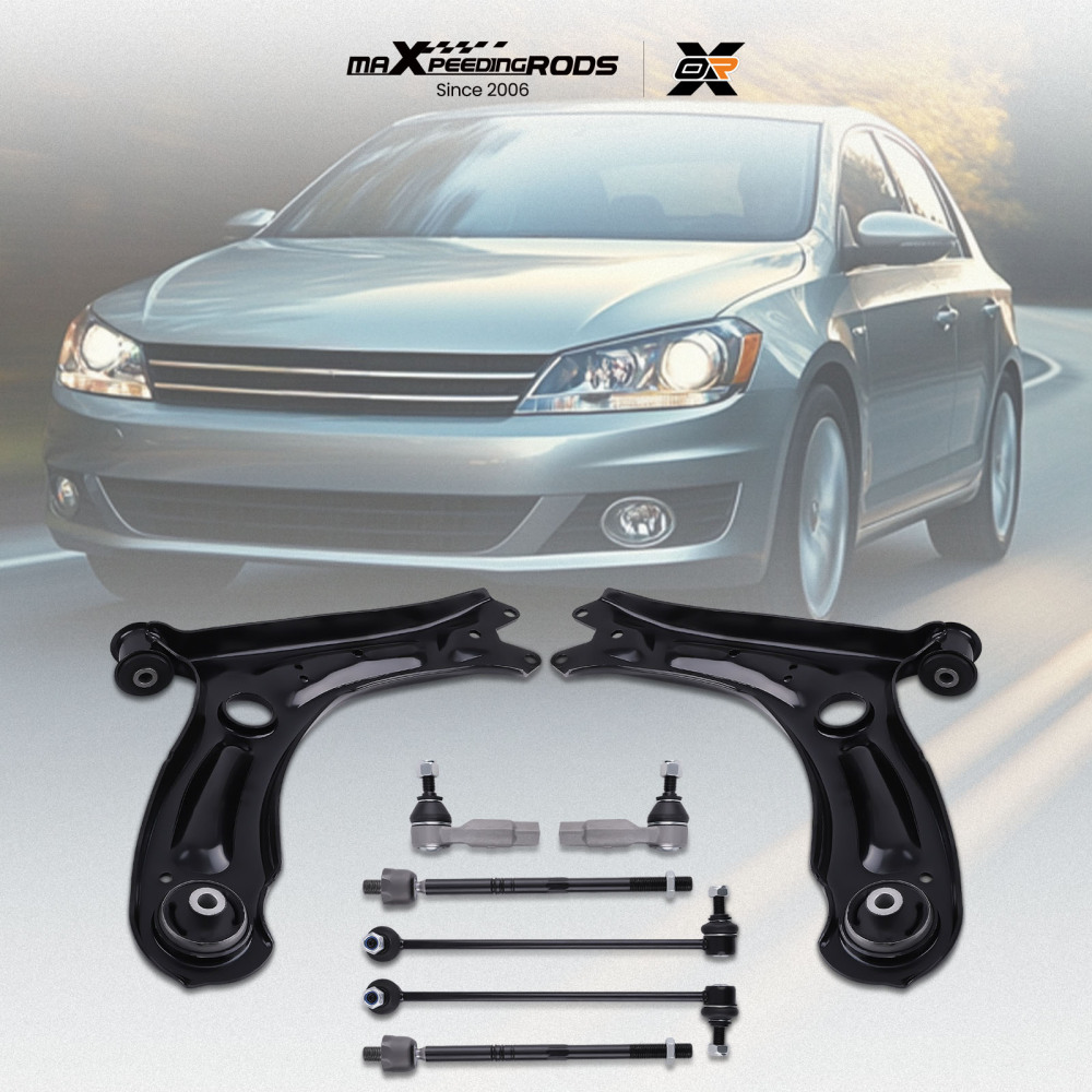 Front Lower Control Arms + Sway Bars + Tie Rods for 2011 - 2018 compatible for Volkswagen Jetta