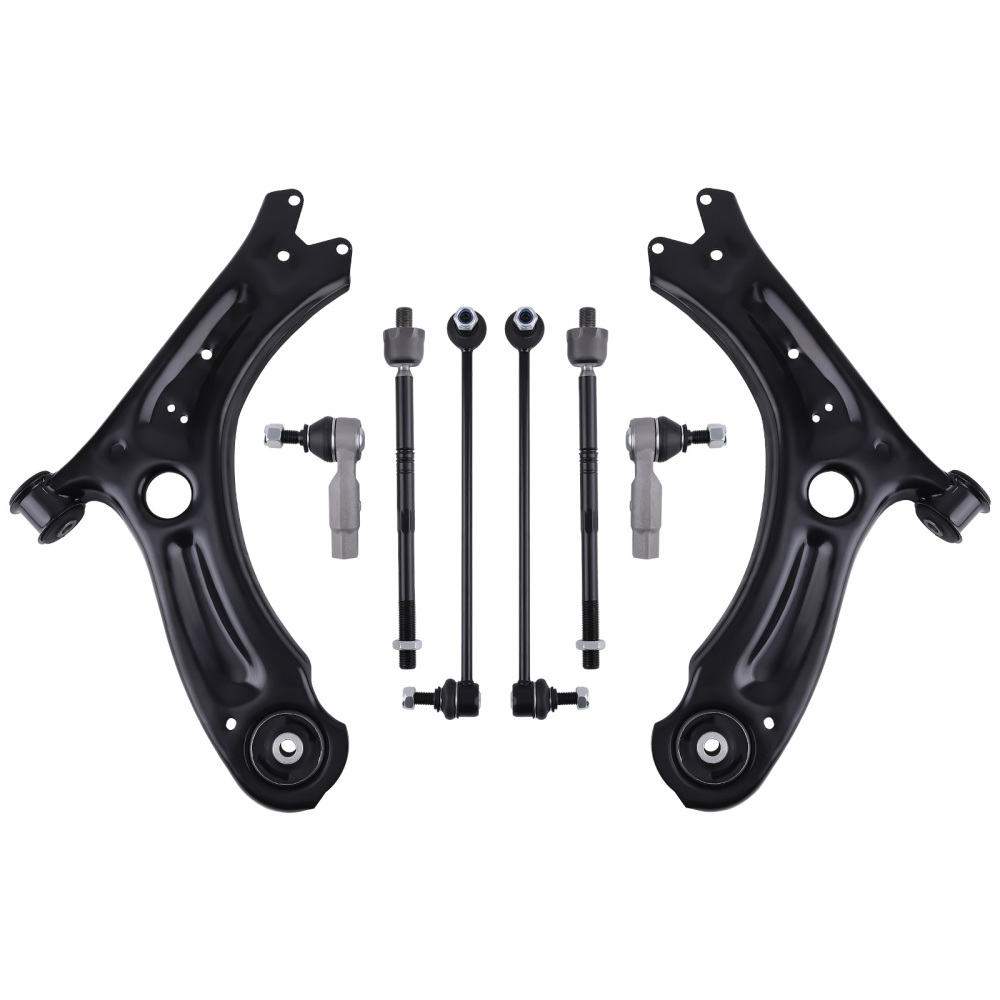 Front Lower Control Arms + Sway Bars + Tie Rods for 2011 - 2018 compatible for Volkswagen Jetta