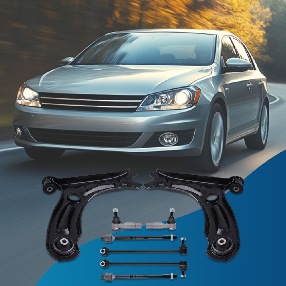 Front Lower Control Arms + Sway Bars + Tie Rods for 2011 - 2018 compatible for Volkswagen Jetta
