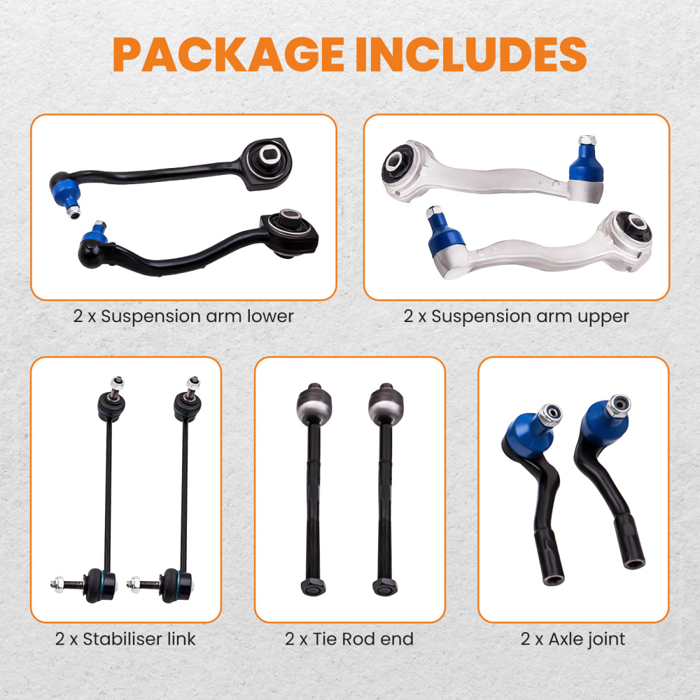 Compatible for mercedes C-class w203 s203 2033302403 Set 10 parts front L+R suspension arms