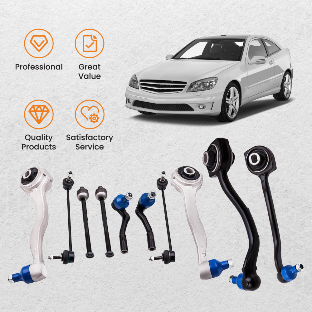 Compatible for mercedes C-class w203 s203 2033302403 Set 10 parts front L+R suspension arms