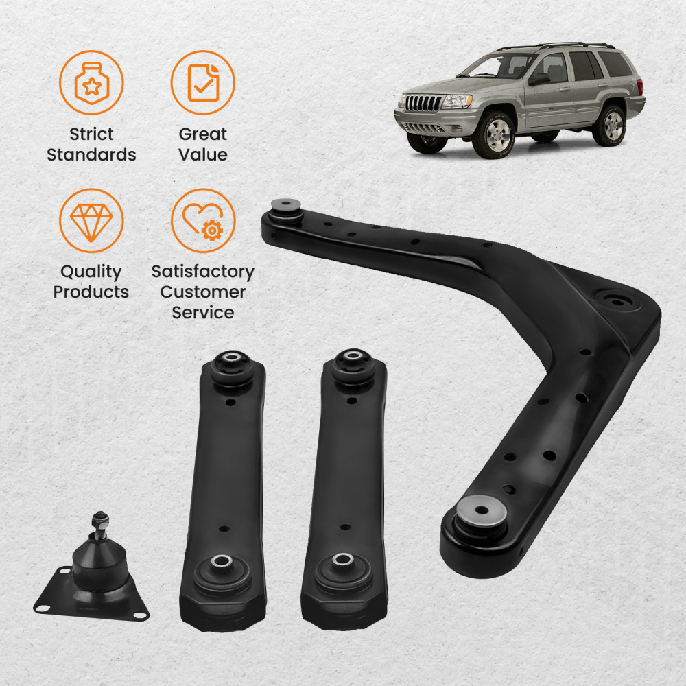 Rear Upper and Lower Control Arm compatible for Jeep Grand Cherokee WJ 99-04 With Ball Joint suspension arms