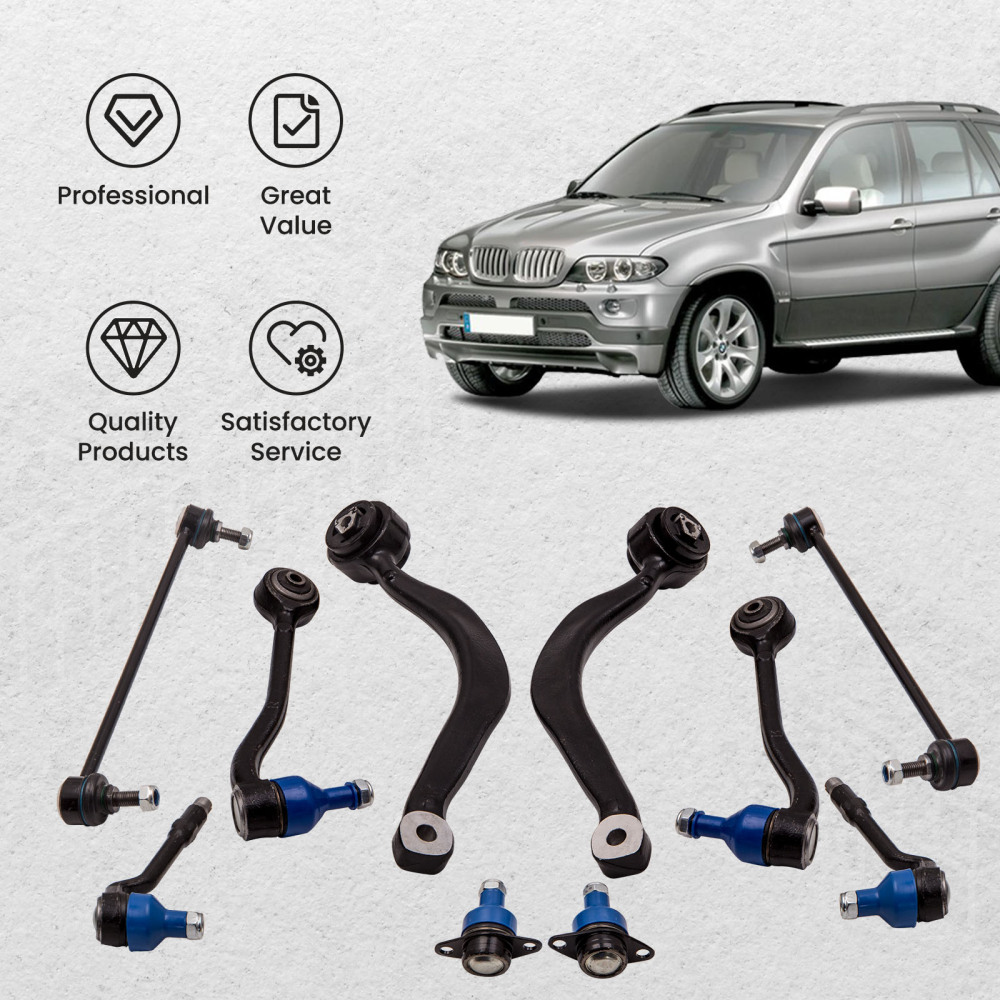 10 Pcs Front Lower Control Arms with Ball Joints compatible for BMW X5 E53 2000 - 2006